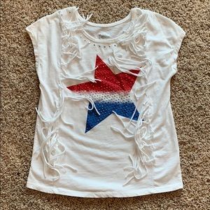 Justice fringe sequin short sleeve tee